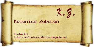 Kolonics Zebulon névjegykártya